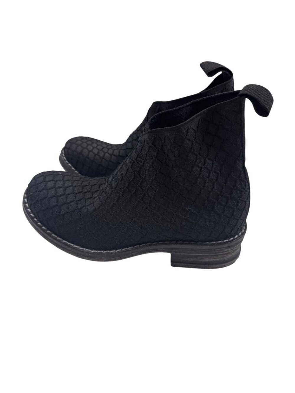 Charleston Shoe Co. Black Textured Ankle Boots sz 5 Stitched Waffle Detailing